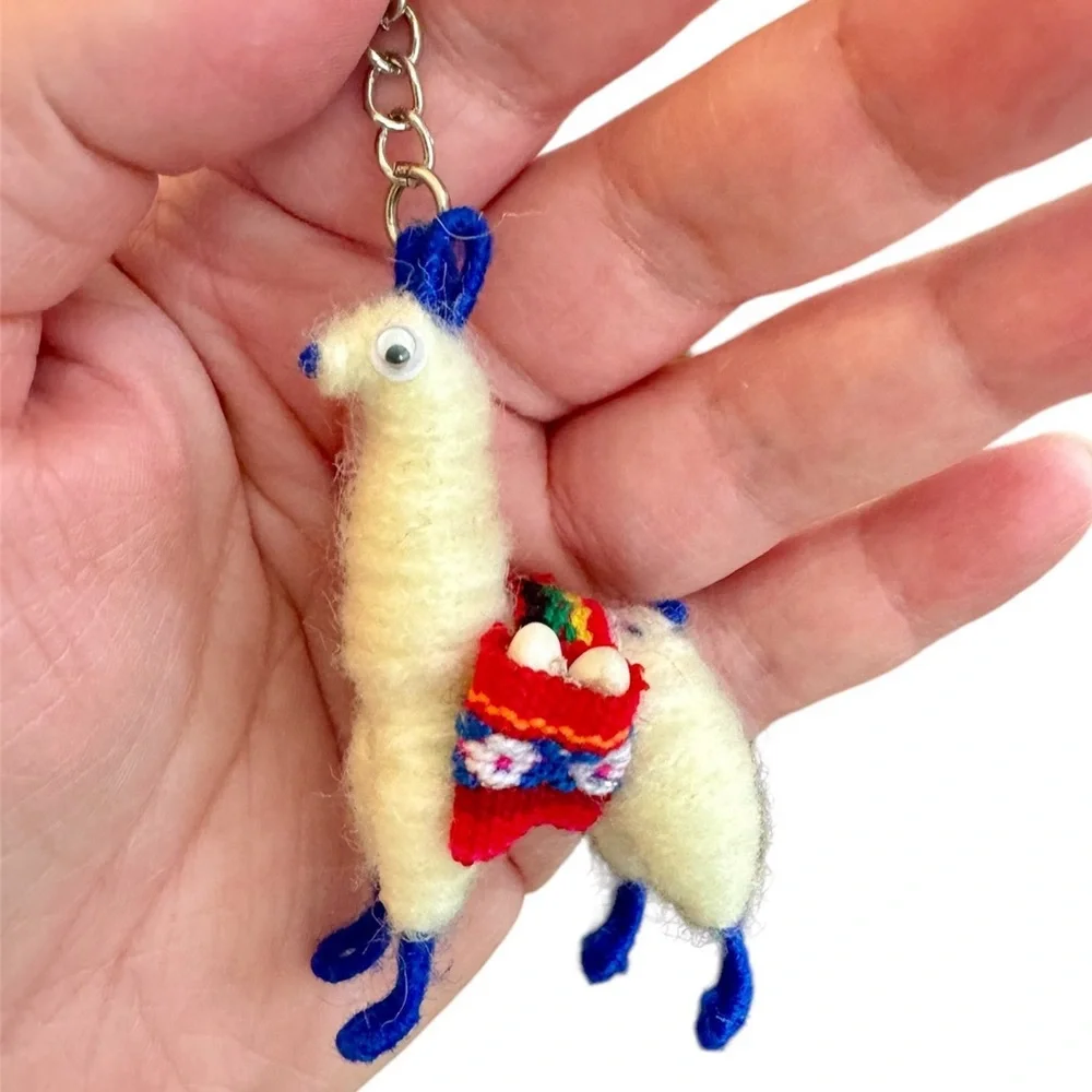 Peruvian Knit Llama Keychain, NWOT